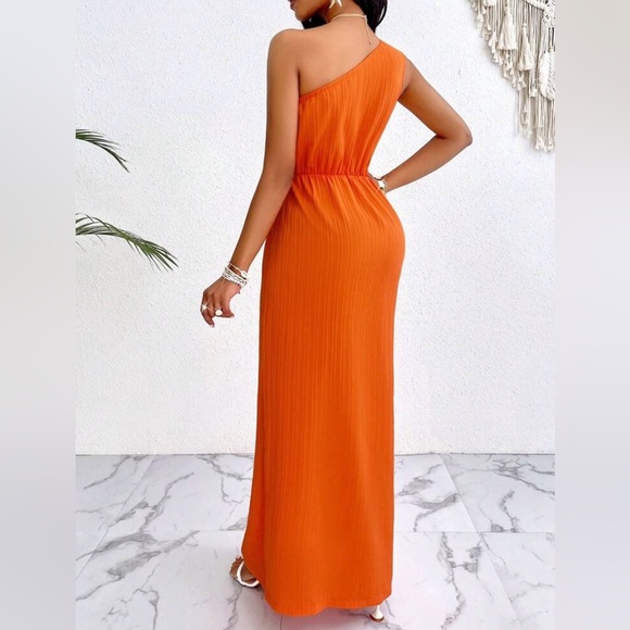 Orange One-Shoulder Dress - Picture 2 of 7